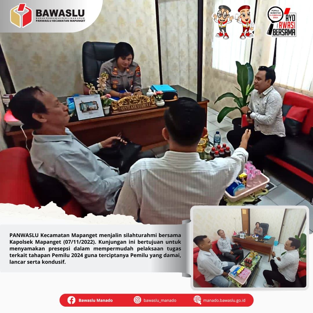 Menyamakan Persepsi, Panwascam Koordinasi Dengan Kapolsek Mapanget.