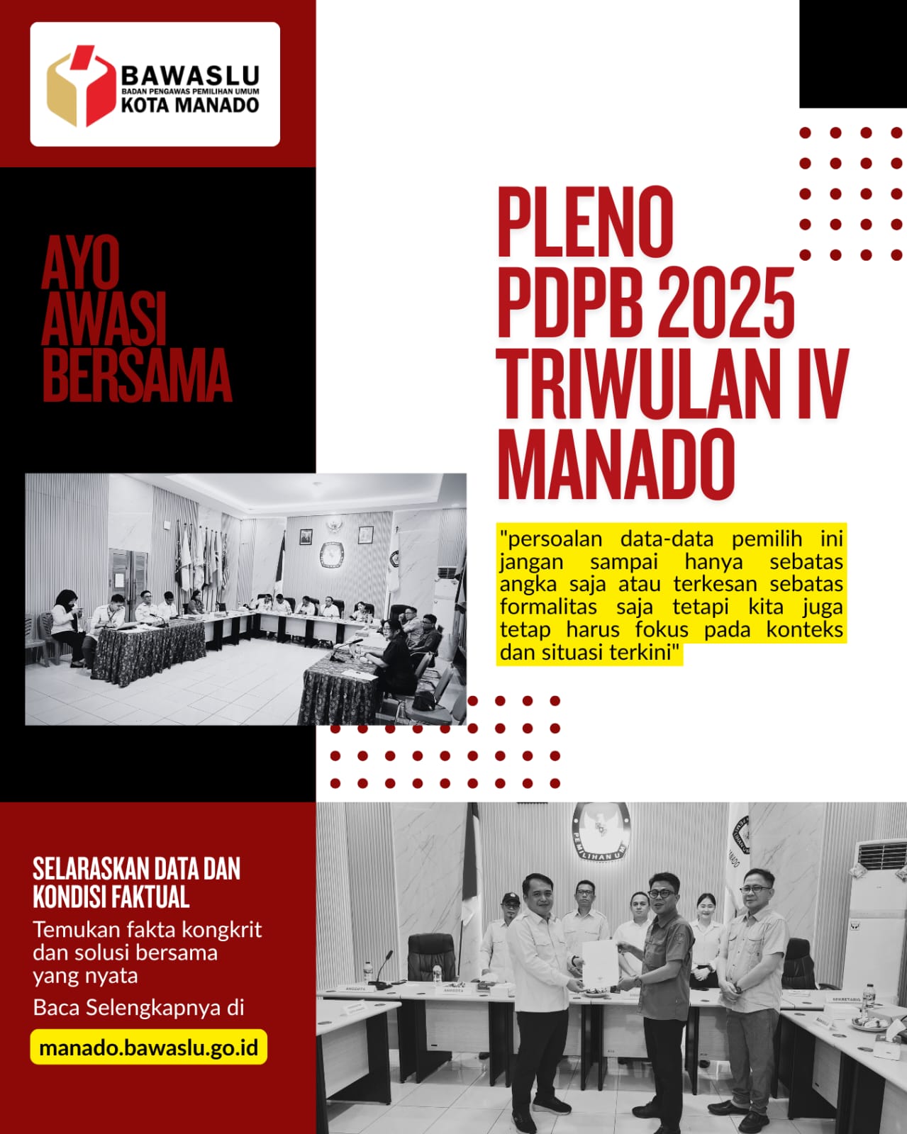 Pengawasan Pleno Rekapitulasi PDPB Kota Manado Triwulan 4 tahun 2025