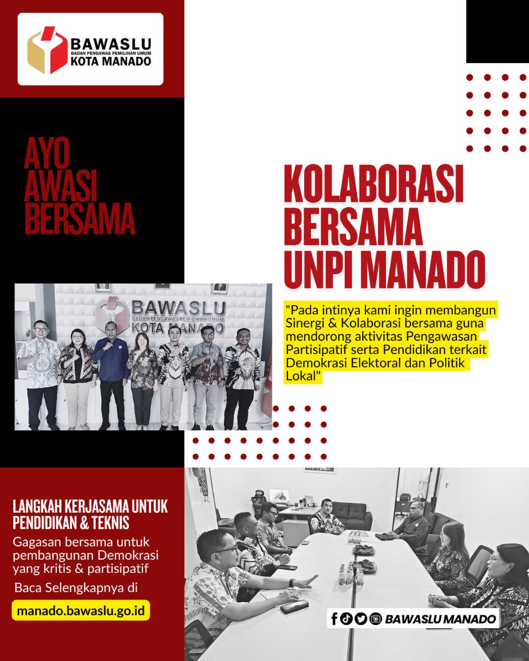 Pertemuan membahas kerjasama Fisip UNPI Manado dan Bawaslu Kota Manado