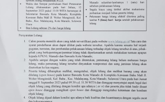 Bawaslu Kota Manado Melalui KPKNL Manado, Akan Melaksanakan Lelang Non Eksekusi Wajib Barang Milik Negara (BMN)